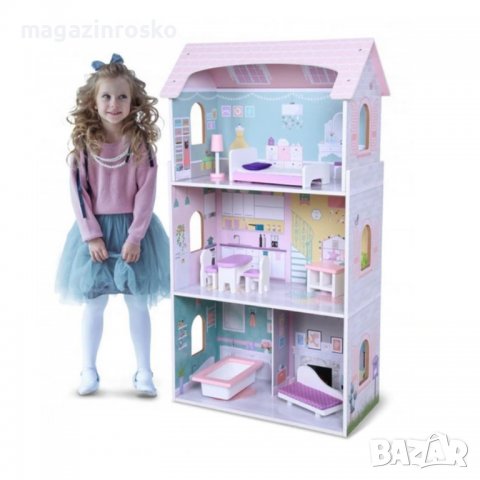 Дървена къща за кукли с обзавеждане ANNA, снимка 1 - Образователни игри - 38461401