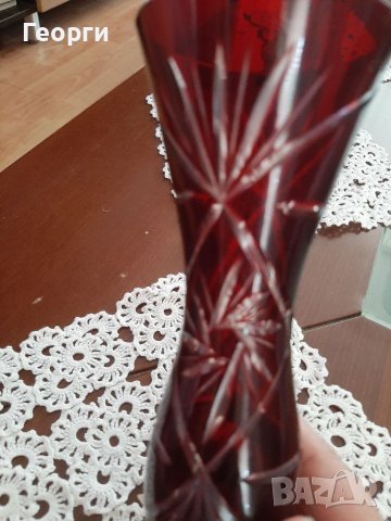 Червен кристал ваза, снимка 5 - Вази - 40423149