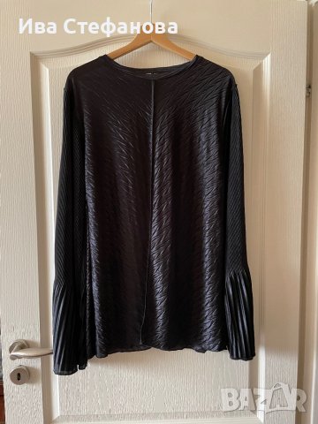 Черна парти коктейлна еластична туника елегантна блуза Zara, снимка 5 - Туники - 39955658