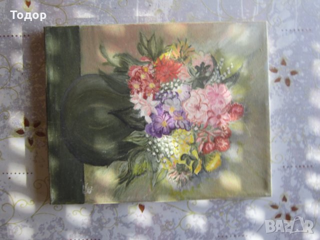 Стара Рисувана картина масло върху платно подписана , снимка 4 - Картини - 31383250