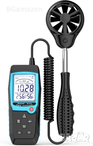 НОВ H12 Цифров анемометър, ръчен измервател на скоростта на вятъра с разширен сензор за вятър..., снимка 1