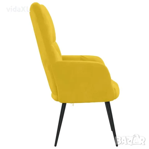 vidaXL Релаксиращ стол, горчица жълто, кадифе, снимка 4 - Столове - 56146824