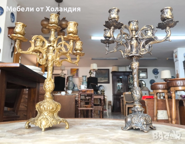 Бронзови свещници за 5 свещи, снимка 3 - Антикварни и старинни предмети - 52390028