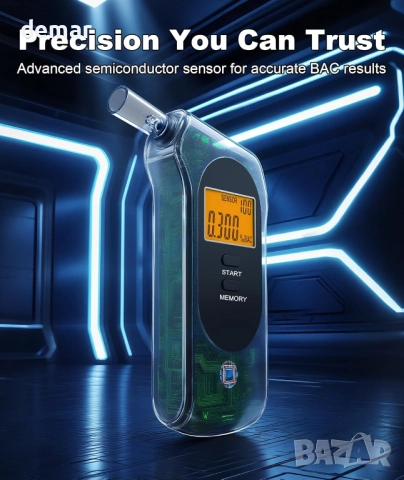 Powplur дрегер и преносим алкохолен тестер за лична и домашна употреба, LCD дисплей, 5 мундщука, снимка 2 - Други стоки за дома - 51997283