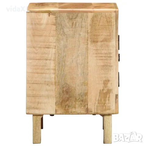 vidaXL Нощно шкафче 40x32x46 cm Масивна дървесина Грубо манго, снимка 2 - Шкафове - 56147499