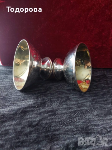 2 бр.Среърни чаши(купи) за десерт или други храни-сребро 800,вътрешна позлата,3 евро на грам, снимка 7 - Чинии - 53097291