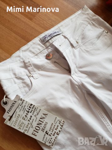 Памучни Бели панталони с камъни, снимка 2 - Панталони - 29824462