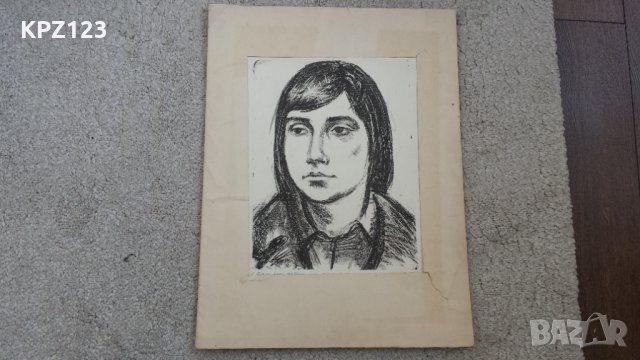 ПОРТРЕТ "СТАЛИ" 1965г. графика / ИВАН БЕЛЧЕВ, снимка 2 - Картини - 29084167