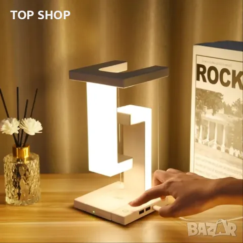 Смарт Настолна Левитираща LED лампа/Димируема/сензорно у-е/Безжично зареждане/2 USB порта, снимка 6 - Настолни лампи - 49308514