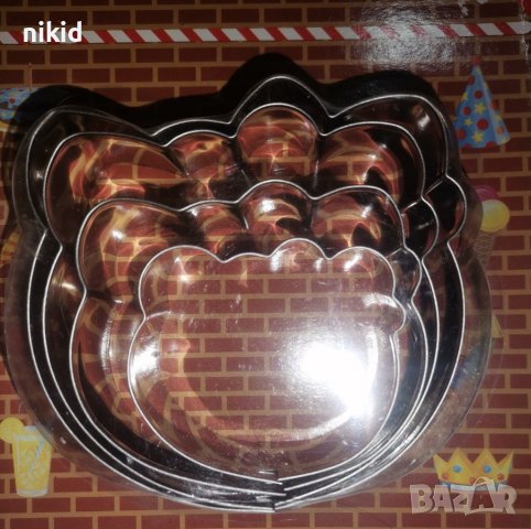 4 бр Hello Kitty Хелоу Коте Кити глава метални форми резци форма резец за тесто сладки бисквитки
