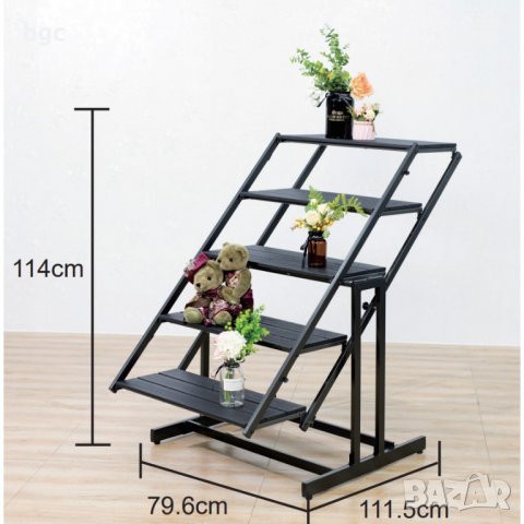 НОВА 4-в-1 Градинска Маса+Стелаж+Рафт King, 147x76x73 см, Черен