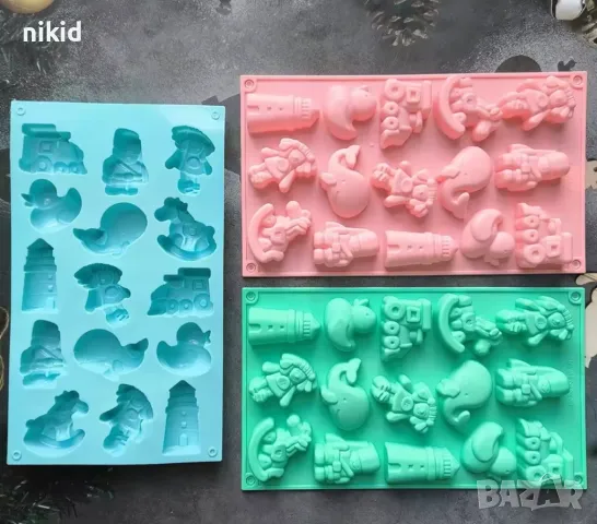 Бебешки конче влак кукла пате кула кит човече деца силиконов молд форма гипс фондан шоколад сапун, снимка 5 - Форми - 48244230