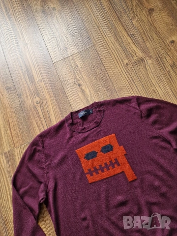 Страхотен мъжки пуловер PAUL SMITH JEANS , размер L , 100% вълна , снимка 10 - Пуловери - 53061436