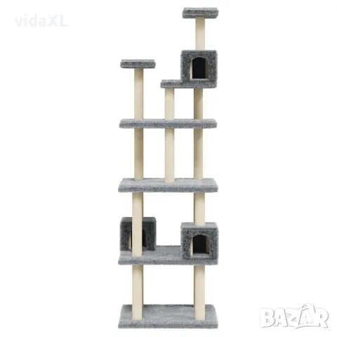 vidaXL Котешко дърво със сизалени стълбове, светлосиво, 188 см, снимка 4 - За котки - 56146214