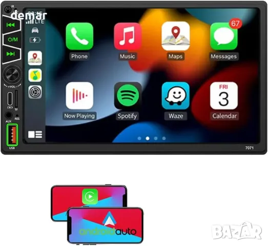 Автомултимедия 1 DIN с екран 17,78 см, безжични CarPlay и Android Auto