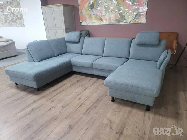 ПРОМОЦИЯ!!! Син ъглов П образен диван от плат LS404520, снимка 7 - Дивани и мека мебел - 44701953