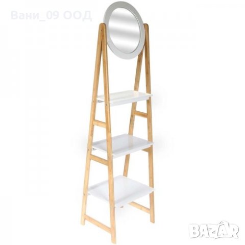 160см Висока бамбукова етажерка за баня с огледало, снимка 7 - Етажерки - 37840230