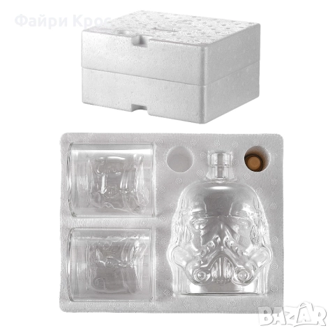 Комплект за уиски, стъклена бутилка Stormtrooper 750мл, 2 чаши Starwars подарък за мъже, снимка 7 - Подаръци за мъже - 52799122