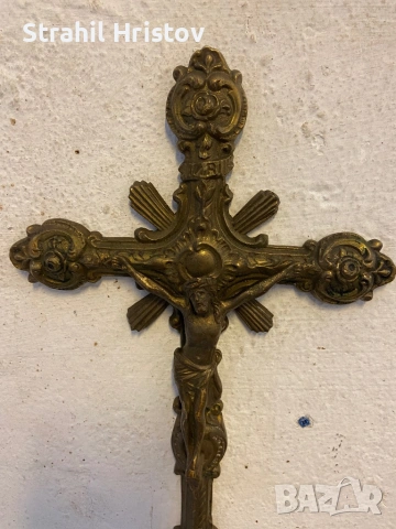Бронзов кръст стар, снимка 2 - Антикварни и старинни предмети - 54153202