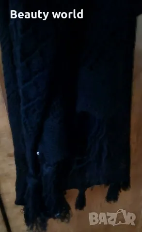 Черен памучен шал 1/2.20 см. , снимка 2 - Шалове - 49700874