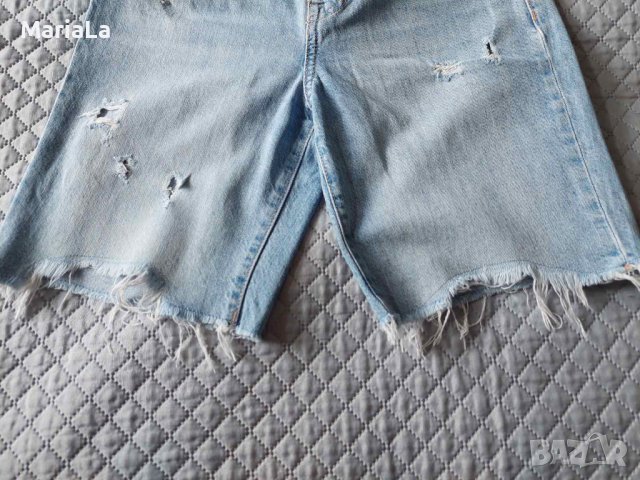 Дамски дънкови панталонки с висока талия от 100% памук размер XXS, снимка 2 - Къси панталони и бермуди - 40840141