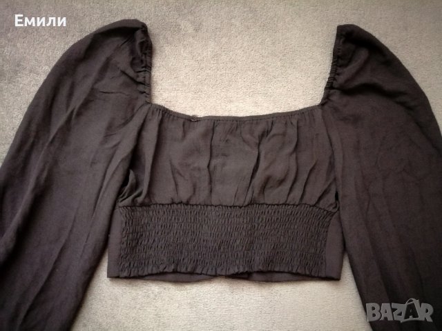 Parallel Lines къса дамска блуза с дълги буфан ръкави в черен цвят р-р M, снимка 14 - Блузи с дълъг ръкав и пуловери - 42193418