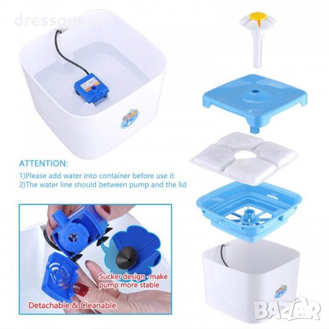 2490 Воден фонтан автоматичен за домашни любимци, снимка 4 - Други стоки за животни - 30760099