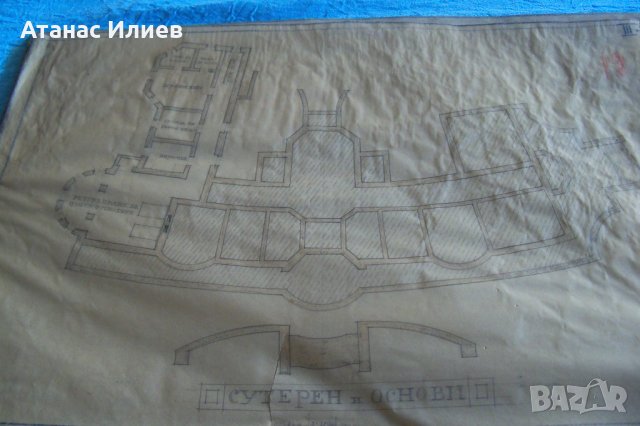 Красив стар архитектурен чертеж от преди 1944г. №6, снимка 4 - Други ценни предмети - 32149058