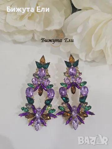 Обеци цветни кристали , снимка 1