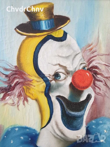 Giorgio 61х53см/2бр италиански стари картини масло върху платно/портрети-клоуни/дървена рамка, снимка 6 - Картини - 50977914