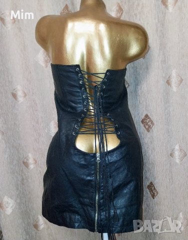 L/XL Your Fetish World Черна, кожена, къса рокля с отворяем цип отзад, снимка 3 - Рокли - 44206717