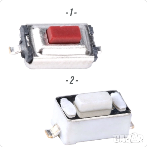 Микробутон / Тъч бутон SMD DIP монтаж , 2 PIN Tact Switch Button 2 PIN, снимка 2 - Друга електроника - 51950280