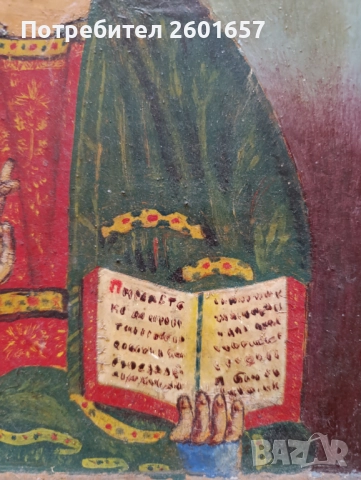 Ръчно рисувана много стара икона на Исус Пантократор., снимка 3 - Икони - 52756203