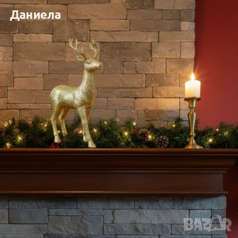 Декоративен Коледен eлен – Златист или бял, с празнични детайли, снимка 3 - Декорация за дома - 52628385