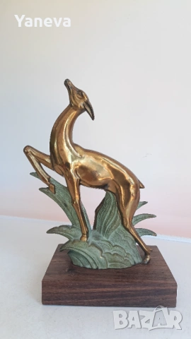Vintage, бронзова,  френска статуетка на антилопа в стил Арт деко от 1930 г., снимка 3 - Статуетки - 54135332