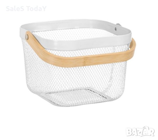 Метална кошница с дървена дръжка , снимка 3 - Аксесоари за кухня - 44461532