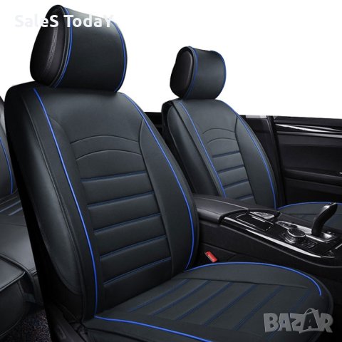 Тапицерия за кола, подложки за седалка, 5 БР, К-Т, черна/ син, снимка 3 - Аксесоари и консумативи - 40744656