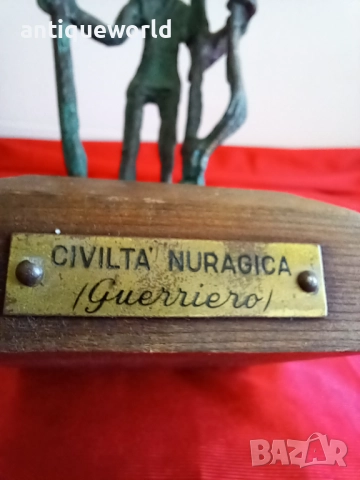 Стара Бронзова Пластика Нурагически Стрелец Статуетка, снимка 3 - Антикварни и старинни предмети - 51843090