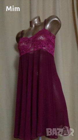  unilat M Ефирна ,бордо нощница с дантела , снимка 4 - Нощници - 31392262