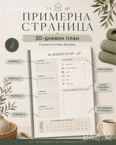 HOME RESET – 30-дневен планер за организация на дома, 30 стр. PDF, снимка 3 - Други услуги - 55799204