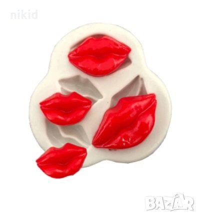 4 Целувки устни устна уста силиконов молд форма фондан шоколад смола, снимка 2 - Форми - 32140600