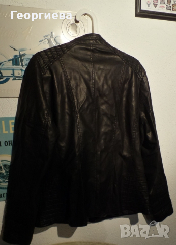 Черно кожено яке (еко кожа), снимка 7 - Якета - 44569862