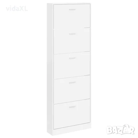 vidaXL Бял дървен шкаф за обувки с 5 отделения