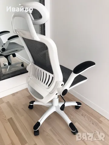 Бял дишащ ергономичен стол: офис, работен кабинет, учебен кът, гейминг, снимка 4 - Столове - 49199561
