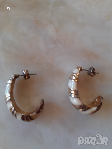 Позлатени обици с емайл, снимка 4 - Обеци - 44514201