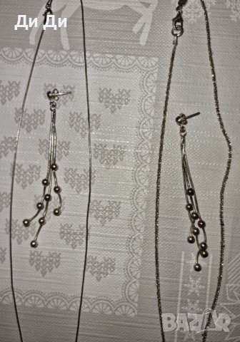 Комплект сребърни колиета и обеци, снимка 3 - Колиета, медальони, синджири - 32663909