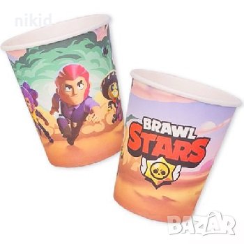 Брау Броу Старс Brawl Stars Бролстарс 8 бр картонени чаши парти рожден ден