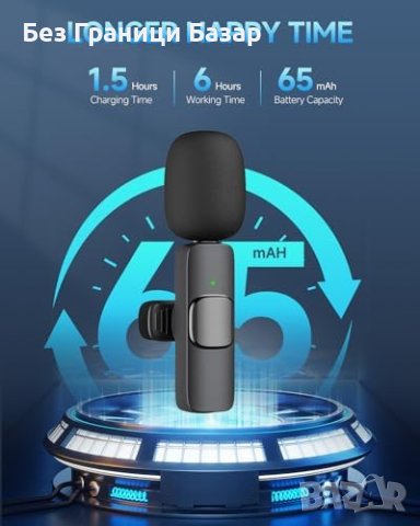 Нов Безжичен Лаважен Микрофон за Android, USB-C, Шумопотискане, снимка 5 - Микрофони - 44159484