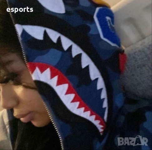 Унисекс суичър BAPE A Bathing Ape Blue Baby Shark Camo Син Камуфлаж, снимка 6 - Суичъри - 36906854