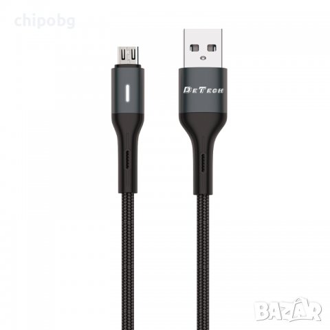 Кабел за данни DeTech DE-C38M, Micro USB, 1.0m, Черен